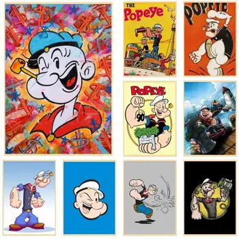 Popeye Cartoon Muž Námořníci PLAKÁT Vintage Osobní Plakát Bar, Kavárna, Obývací Ložnice Art Obraz, Obrázek Nálepky Zeď Deco