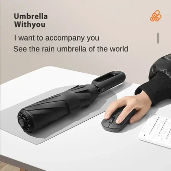 Posílení Vodotěsný Kroužek Skládací Silná Plně Mužů Automatické Dvojité Robustní Deštník Velký 10 Kostí Větruodolný Ženy Spona