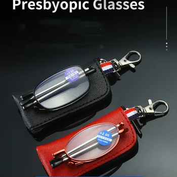 Přenosný Skládací Čtecí Brýle Unisex Ultralight Kovové Kulaté Náměstí Proti Modré Světlo Brýle Gafas Presbyopie
