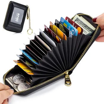 RFID Pánské Držitele Karty Unisex Peněženka Kůže Podnikání Držitele Karty Zip Kartu Chránit Případě ID Banka Držitele Karty Kabelku