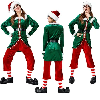 Santa Claus Vánoční Kostýmy Pro Dospělé Ženy Zamaskovat Dlouhý Rukáv Výkon Kostýmů Jevištní Oblečení Harajuku Zelené Elf Magické Oblečení