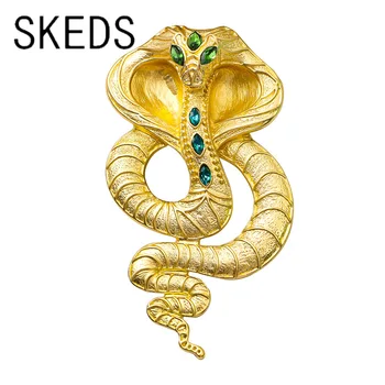 SKEDS Módní Ženy Muži Vintage Crystal Matný Cobra Brože Kolíky Vynikající Retro Klasické Unsiex Oblek Kanceláři Had Odznaky Dárek