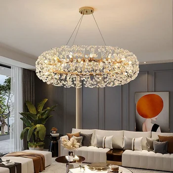 Světlo Luxusní LED Křišťálový Lustr Nordic Moderní Vila Obývací Pokoj Ložnice Kuchyně Jídelna Domova Vnitřní Osvětlení Lampy
