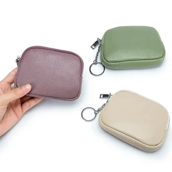 Ultra-tenké Mince Kabelku Malé Mini Jednoduché Měkké Kůže na Zip Taška Klíčové Jednoho Pytle Sluchátka Ženy Mince Bag