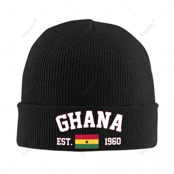 Unisex Ghana EST.1960 Pletené Čepice Pro Muže, Ženy, Kluky, Zimní Podzimní Čepice Čepice Teplé Kapoty