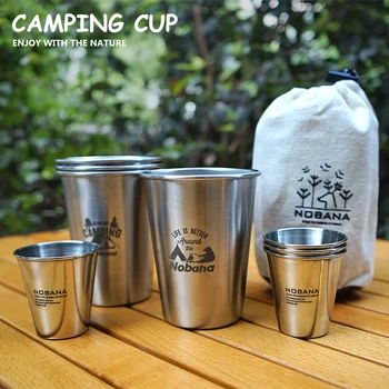 Venkovní Nerezové Oceli Camping Cup, Cestovní Přenosné Vody, Šálek, Coffee Cup, Piknik, Pivo, Pohár, Sada 8 Ks