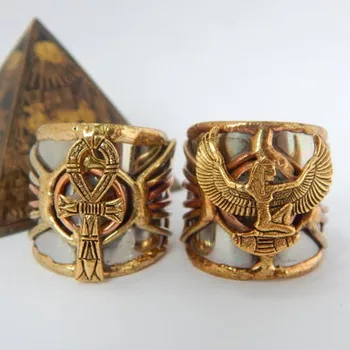 Vintage Anubis, Egyptský Prsten Šperky Dámské Pánské Kovové Faraón Prsten Ankh & Maat Starověký Egyptský Amulet, Dárek, Velkoobchod