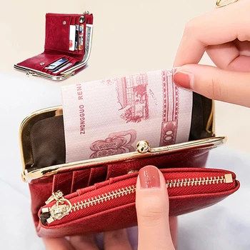 Vintage Dámské Peněženky Krátký Zip Mince Kabelku pro Ženy Držitele Karty Peněženka Luxusní Značkové PU Kůže Skládací Ženy Spojka Taška