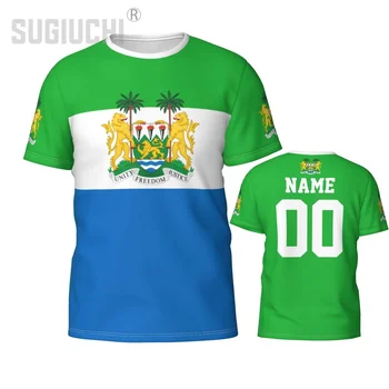 Vlastní Jméno a Číslo Sierra Leone Vlajka Znak 3D T-košile Pro Muže, Ženy Tees jersey team Oblečení Fotbalové Fotbalové Fanoušky Dárek tričko