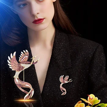 Vynikající Drahokamu Phoenix Brož pro Ženy Luxusní Smalt Barevné Kolíky Módní Látkové Tašky Příslušenství Elegantní Pták Šperky Dárky