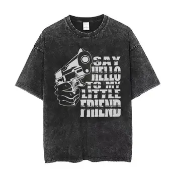 Vyprané Tričko Malý Přítel Scarface Hip Hop Tričko Harajuku Tony Montana Big Guns Malý Přítel Al Pacino Streetwear Trička Muži