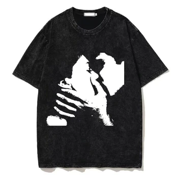 Vzor tištěné T-shirt Pánské Vintage Wash 100% Bavlna Top T-shirt Harajuku T-shirt 2023 Street Hip Hop Pánské Volné tričko punk