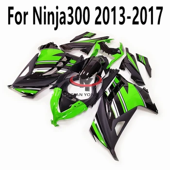 Zelená černá pruhované linie tisku Pro Ninja300 2013-2014-2015-2016-2017 Fit Ninja 300 Karoserie Injekce Kryt Plná Kapotáž Kit