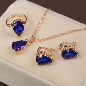 ZOSHI Luxusní Crystal Svatební Šperky Sady pro Ženy Nastavitelný Kroužek Svatební Šperky Set Zlatá Barva Náhrdelník Náušnice Prsten Set