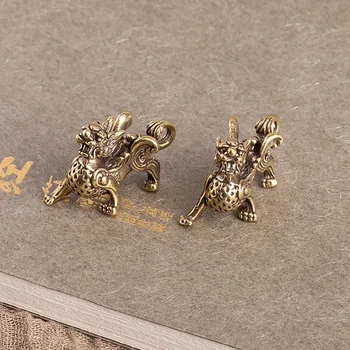 Štěstí, Ozdoby Mýtický Drak Miniaturní 1ks Pixiu Starožitné Čínské Dekorace Desktop Figurky Mosaz Kirin Mědi zvíře Zvíře