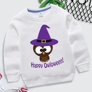 Šťastný Owloween Halloween S Kapucí Dětské Oblečení Dívky 7-11 Let Kreslený Svetr Harajuku Sova Halloween Kostým Chlapec Mikina