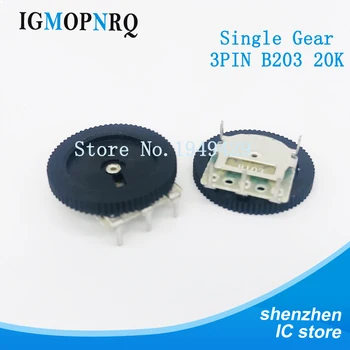 10PCS/LOT 16*2mm Single Gear ladící potenciometr B203 20k 3Pin Vytočit Potenciometr