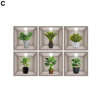 3d Samolepky na Zeď Dekorace Koncept Ohromující Pokoj Dekorace 3d Vinyl Zeď Nálepka Vázy s Design Zelené Rostliny pro Jednoduché