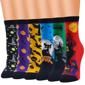6 Stylů Halloween Karikatura Sova Crew Socks Unisex Ženy Muži Novinkou Bavlna Kreativní Halloween Party Ponožky, Pár Dárků