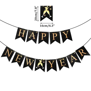 Chicinlife 1set Šťastný Nový Rok Banner 2021 Nový Rok PartyBunting Věnec Nový Rok ' s Eve Party Pozadí Dekorace Dodávky