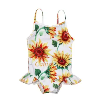 Dětské Plavky Novorozené Dítě Dívky Slunečnice Plavky Plážové Oblečení Romper Koupání Letní Oblečení