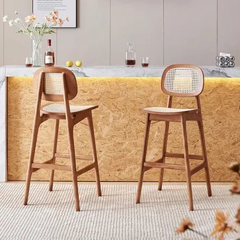 Dřevo Opěradlo Barové Židle Asijské Exkluzivní Opěrka Nohy Japonský Vintage Zbytek Křeslo Židle Designer Sandalye Snídaně Nábytek