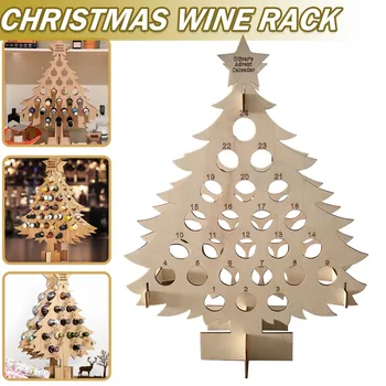 Dřevěný Vánoční Strom, Adventní Kalendář 24 Láhev Vína Rack 2022 Odpočítávání Pivo Držák Na Láhev Vánoční Dekorace Pro Domov
