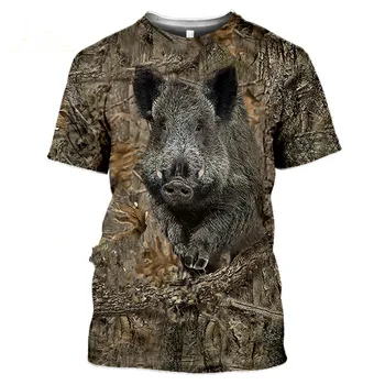 Kančí kamufláž lovecké zvíře 3D T-shirt casual Letní pánské T-košile Módní street pánské dámské pulovr, krátký rukáv