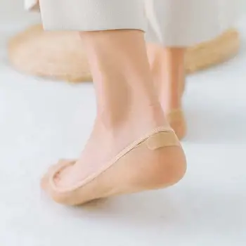 Pro Ženy Ice Hedvábí Přednoží Houba Pad Silikonové Low Top Ponožky Loď Ponožky Ultra-tenké Ponožky Invisible Ponožky Ženy Ponožky Pantofle