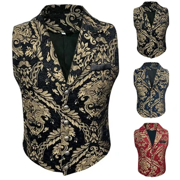 Pánská Vesta Formal Gotické Steampunk Dekorativní Vzor Viktoriánské Cosplay Vesta Svatební Podnikání Smart Casual Suit