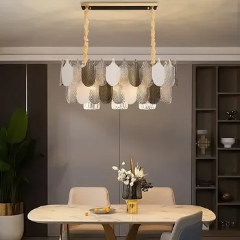Světlo luxusní lustr kreativní peří obývací pokoj lustr moderní jídelně lustr sklo velké