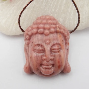 Vyřezávané buddha hlava,Rodonit Přívěsek,31x23x12mm14g
